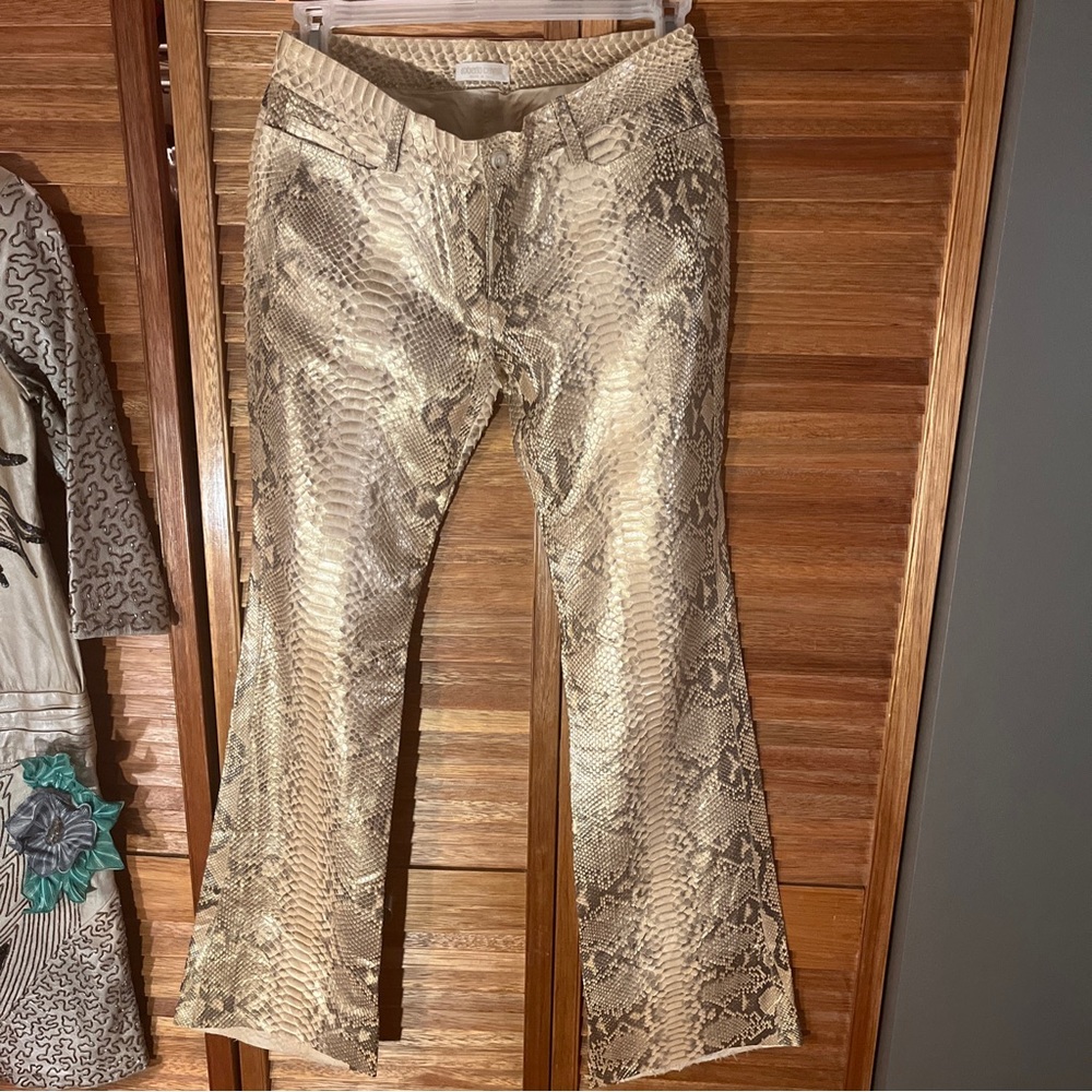 Roberto Cavalli lizard skin silk lined pants
